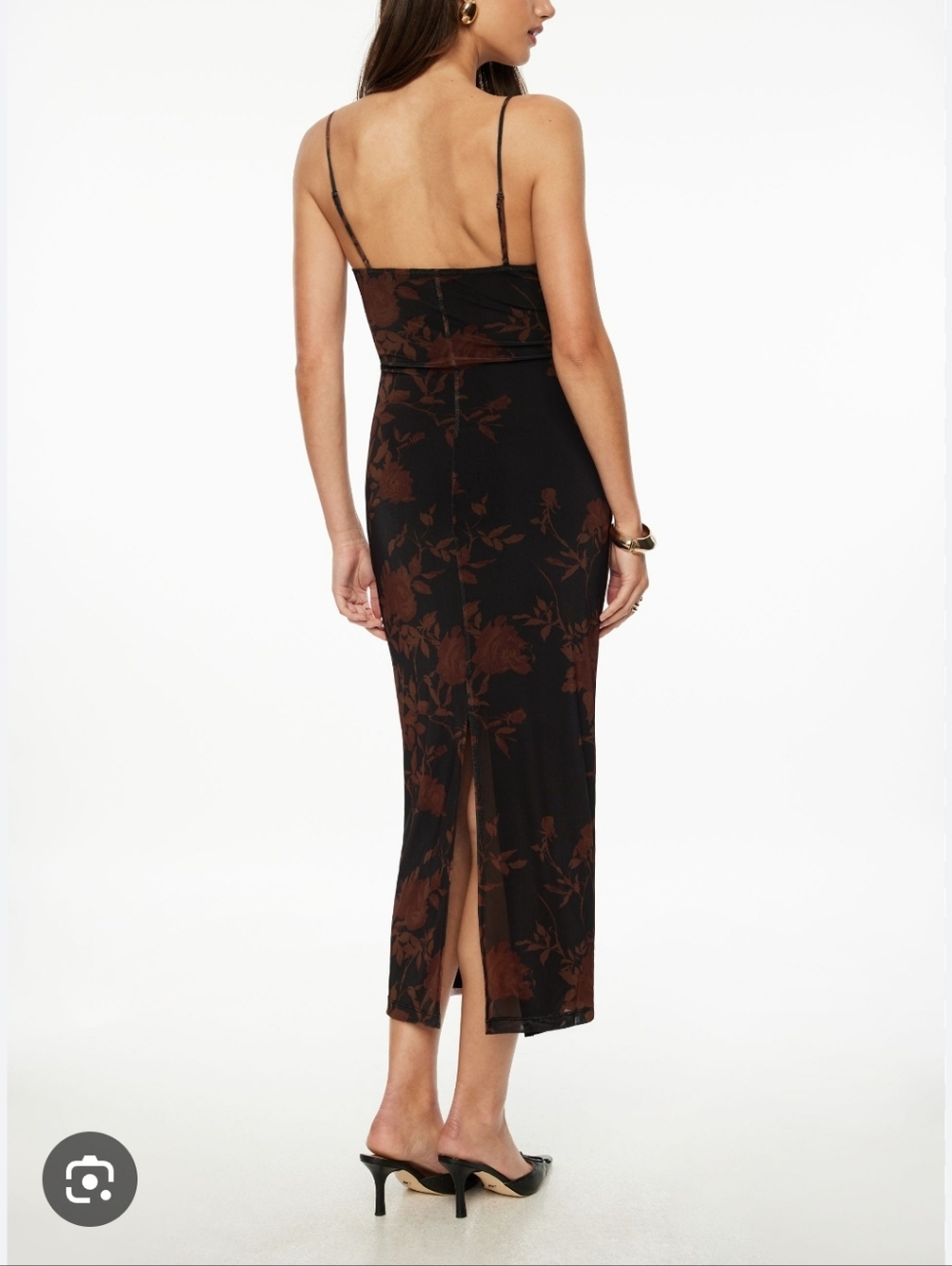 Dynamite Black Dress with Dark Orange Floral Print - Picture 2 of 7